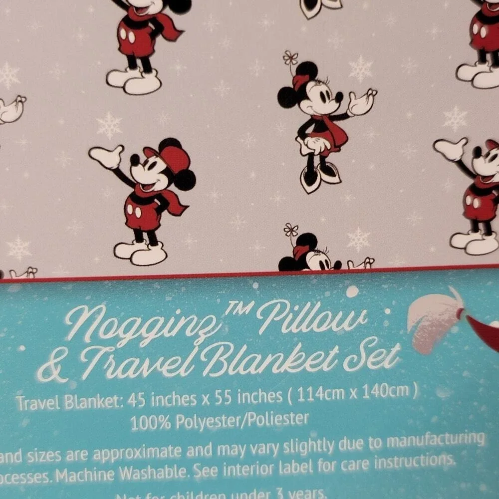 Nogginz‎ Minnie Mouse Travel Pillow Fleece Blanket Set Gift